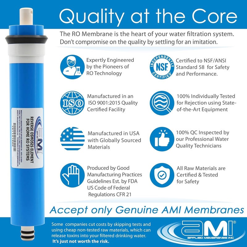 APPLIED MEMBRANES INC. 12 GPD Reverse Osmosis Membrane | RO Membrane Water Filter Replacement for Reverse Osmosis Water Filtration System | 1.5â€ x 12â€ Universal Compatibility | Made in USA - Image 3